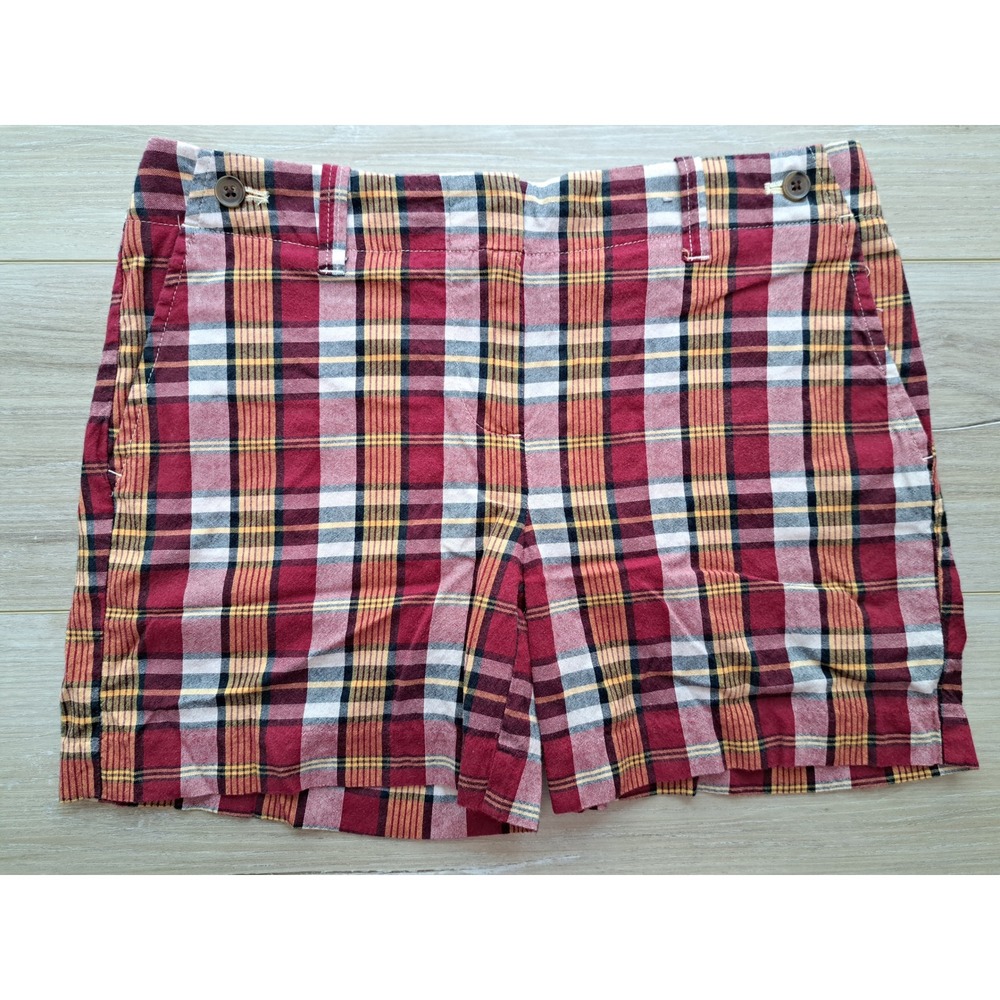 J.Crew Y2K 2008 City Fit Red Plaid Cotton Shorts Womens  Preppy Classic Size 2